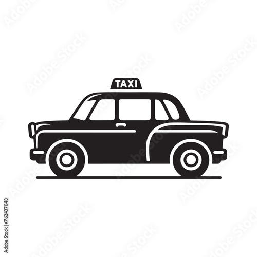 Dynamic Taxi Silhouette Showcase - A Visual Ode to the Hustle and Bustle of City Streets with Taxi Illustration - Minimallest Taxi Vector
