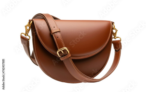 Brown Calf Leather Bea Crossbody Isolated on Transparent background.