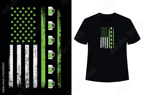American Flag Shamrock Beer Saint Paddy Saint Patricks Day T-Shirt