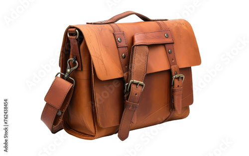 Brown Leather Crossbody Bag, Brown Leather Messenger Bag Shoulder Crossbody Bag Isolated on Transparent background.