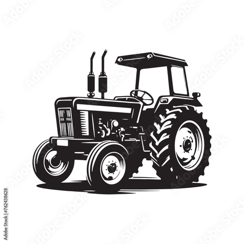 Captivating Tractor Vector Compilation - Redefining the Boundaries of Agricultural Technology with Tractor Illustration - Minimallest Tractor Vector
