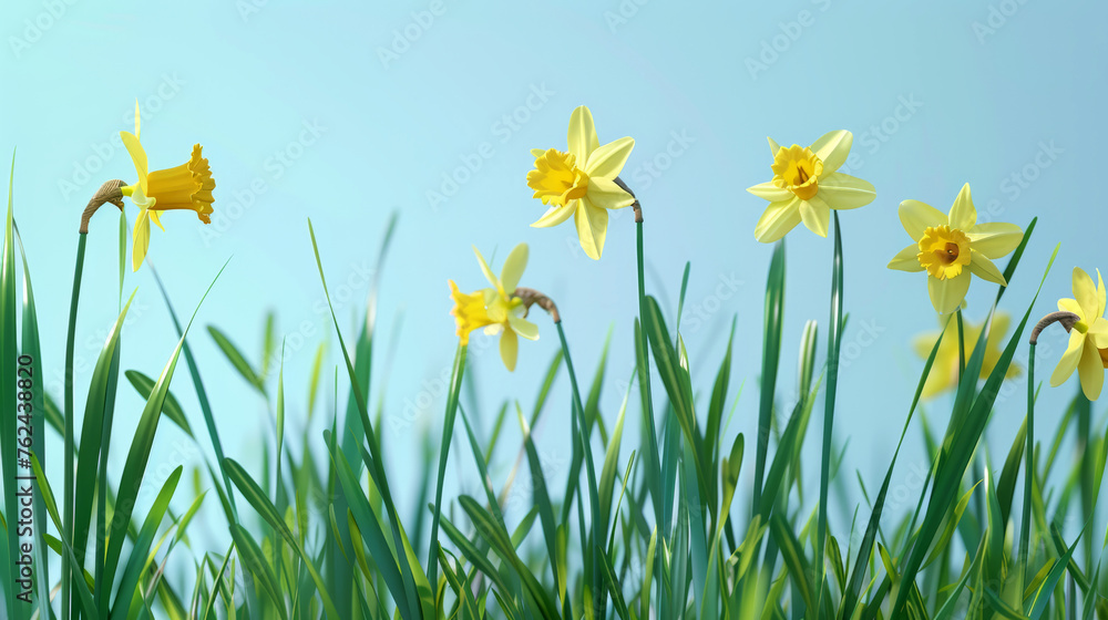 Obraz premium yellow daffodils in grass