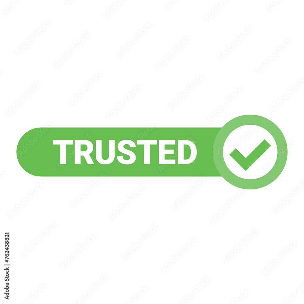 green vector trusted label on white background