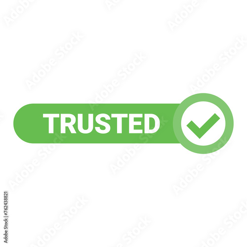 green vector trusted label on white background