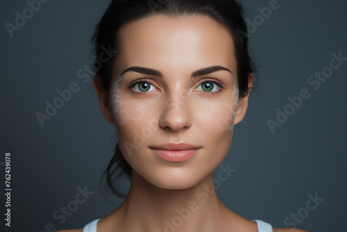 Beautiful young woman with problematic chapped skin face and body skin care concept generative ai photo