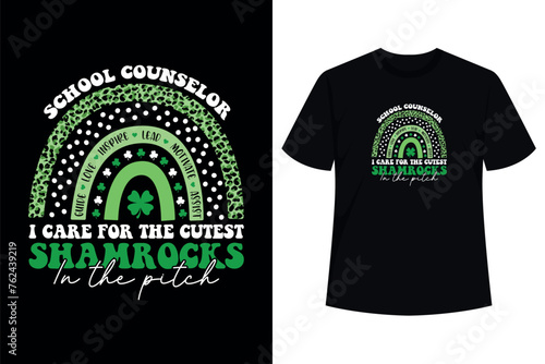 School Counselor Cutest Shamrocks Rainbow St Patricks Day T-Shirt