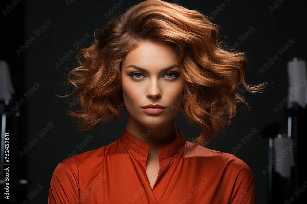 AI generated image of beautiful model young and confident female hair stylist at salon AI generated image of beautiful model young and confident female hair stylist at salon