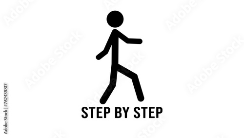 Step by step emblem, , black isolated silhouette 