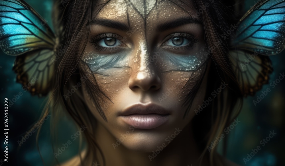 Portrait of a butterfly-woman. AI generative Portrait of a butterfly-woman. AI generative