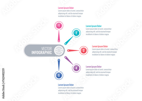 semicircle infographic template. five step briefing template. annual report, informational template for magazine. Infographic template for industry, energy, business, technology, science