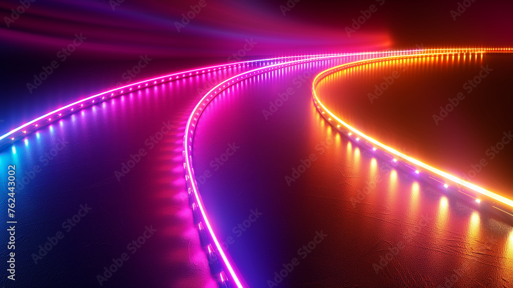 Neon light waves abstract