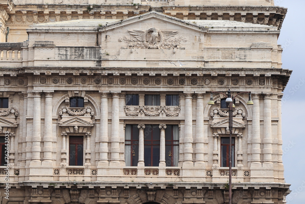 Palace of Justice Exterior Detail with Balcony in Rome, Italy