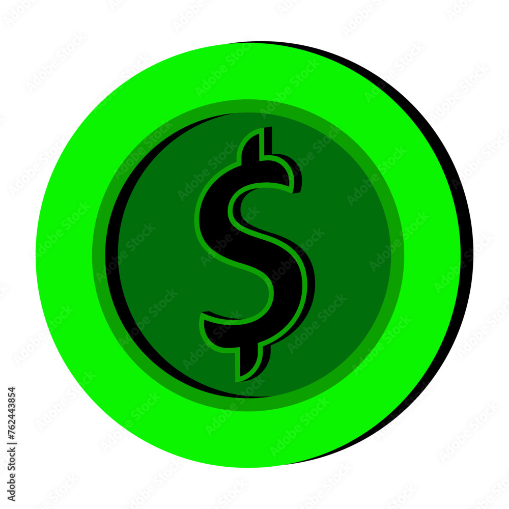 Money coin icon. Dollar coin sign. Vector illustration Money coin icon. Dollar coin sign. Vector illustration