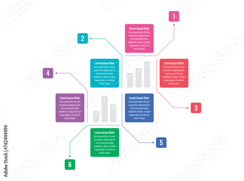 colorful squares infographic template. six step briefing template. annual report, informational template for magazine. Infographic template for industry, energy, business, technology, science