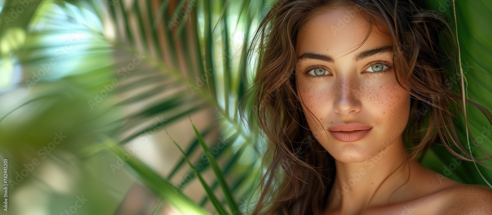 Elegant Hairstyle Amidst Lush Greenery Elegant Hairstyle Amidst Lush Greenery