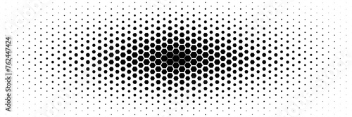 horizontal halftone of black hexagon design for pattern and background. photo