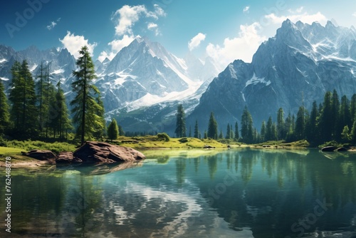 a lake surrounded by mountains