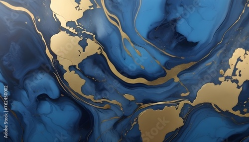 Blue Marble with golden texture background