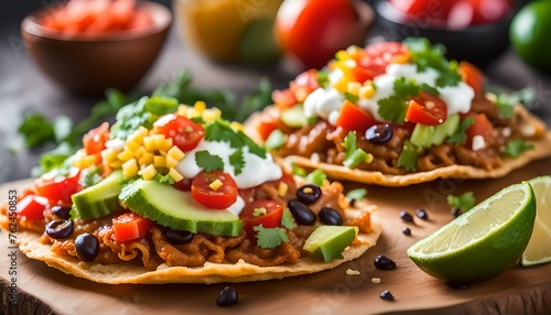 Delicious mexican tostadas perfect appetizer meal or delicious snack 