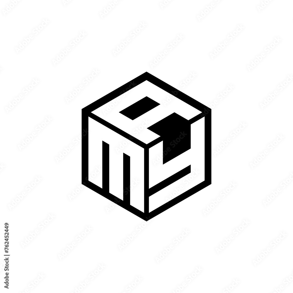 MYA letter logo design with white background in illustrator, cube logo, vector logo, modern alphabet font overlap style. calligraphy designs for logo, Poster, Invitation, etc.