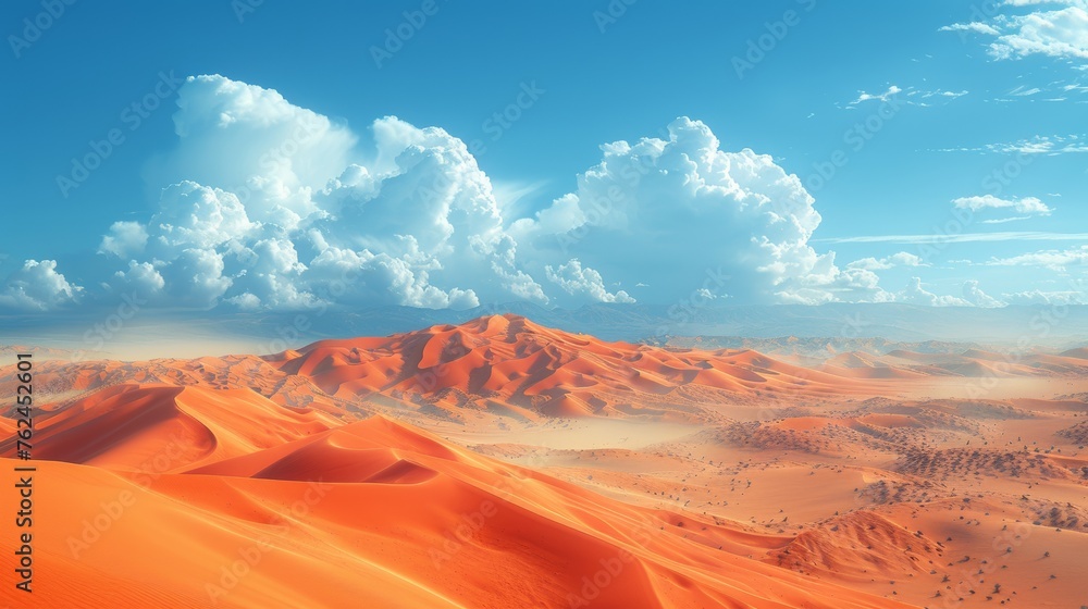 Naklejka premium Desert Landscape With Blue Sky and Clouds