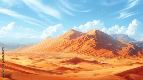 Desert Landscape With Mountain in Background