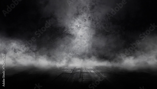 Textured dark concrete floor fog or fog
