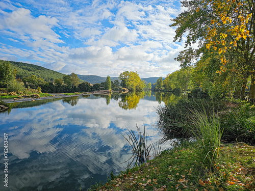 Retention of the Pisuerga river in Alar del Rey, beginning of the Canal de Castilla, Palencia province