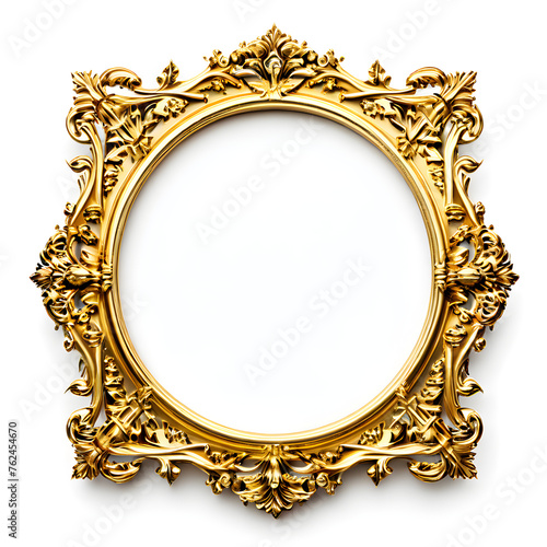 antique royal gold frame isolated on white background