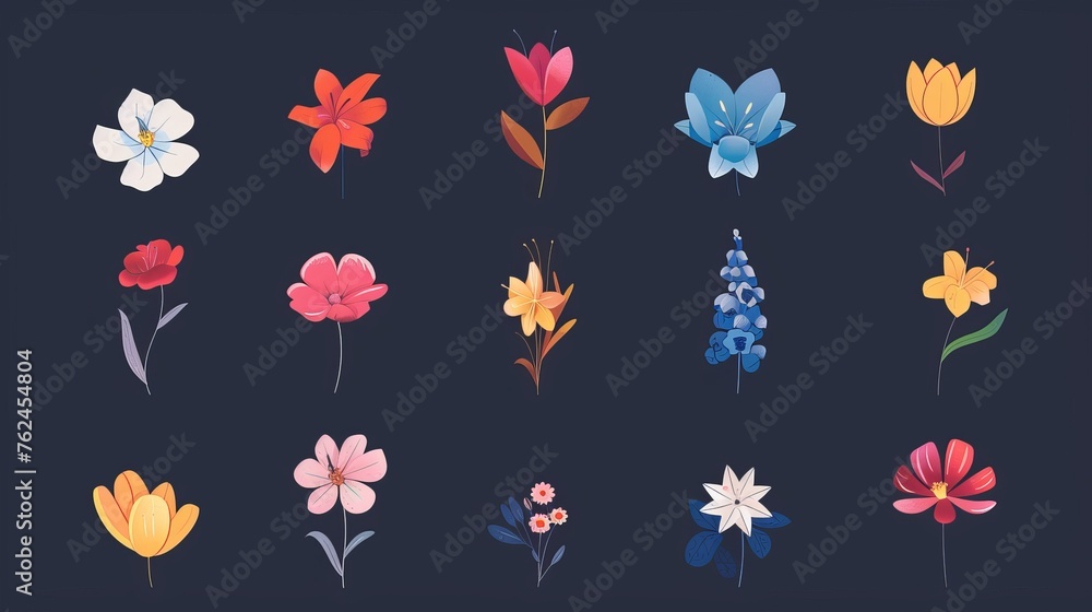 Modern Flower icons in trendy style, suitable for many uses. Modern Flower icons in trendy style, suitable for many uses.