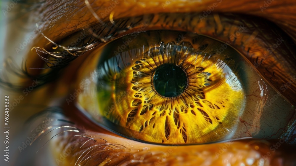 Close Up of a Persons Eye With a Yellow Iris