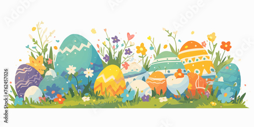 A vector banner for Easter Day with a white background, providing copy space for illustration of holiday celebration