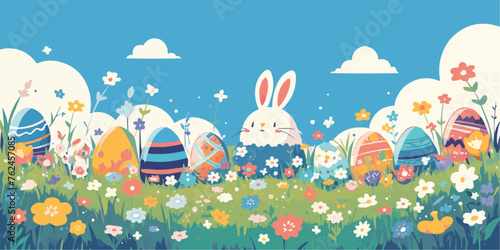 A vector banner for Easter Day with a white background, providing copy space for illustration of holiday celebration