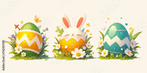 A vector banner for Easter Day with a white background, providing copy space for illustration of holiday celebration