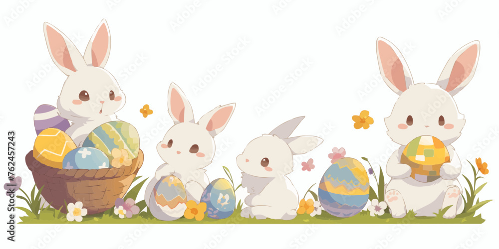 A vector banner for Easter Day with a white background, providing copy space for illustration of holiday celebration A vector banner for Easter Day with a white background, providing copy space for illustration of holiday celebration