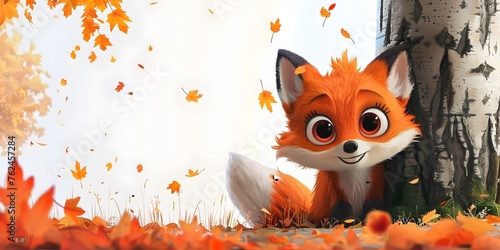 Mischievous Fox Peeking from Autumn Foliage with Vibrant Colors