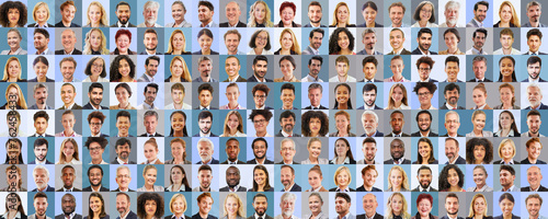 Panorama Collage von Business Menschen vor dezenten Hintergründen