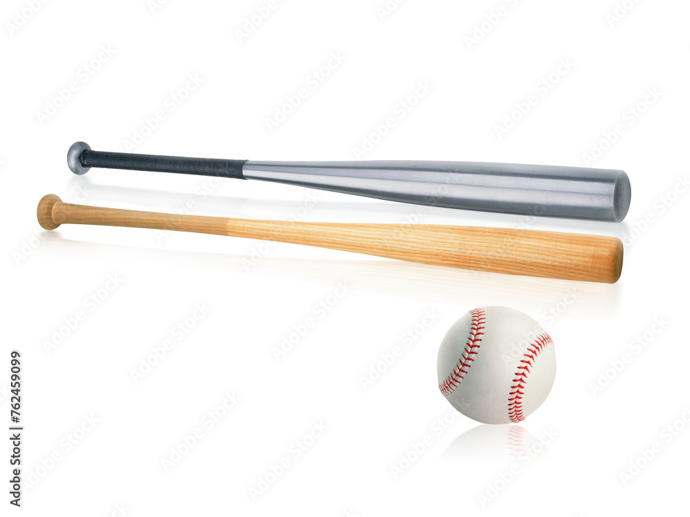 Baseball bat and ball, transparent background - obrazy, fototapety, plakaty 