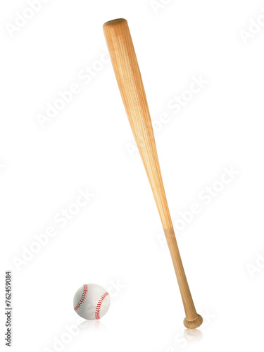 Baseball bat and ball, transparent background