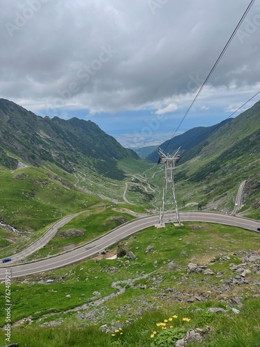 dangerous and steep road in transfagaras mountains romania photo