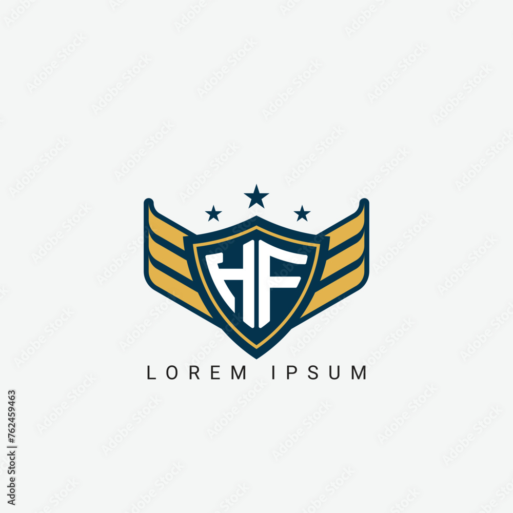 Fototapeta premium Luxury HF, FH Letter Wing with Shield Logo template