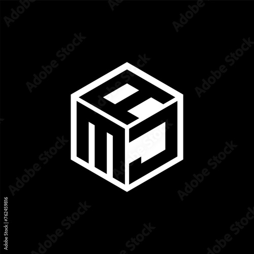 MJA letter logo design with black background in illustrator, cube logo, vector logo, modern alphabet font overlap style. calligraphy designs for logo, Poster, Invitation, etc. photo