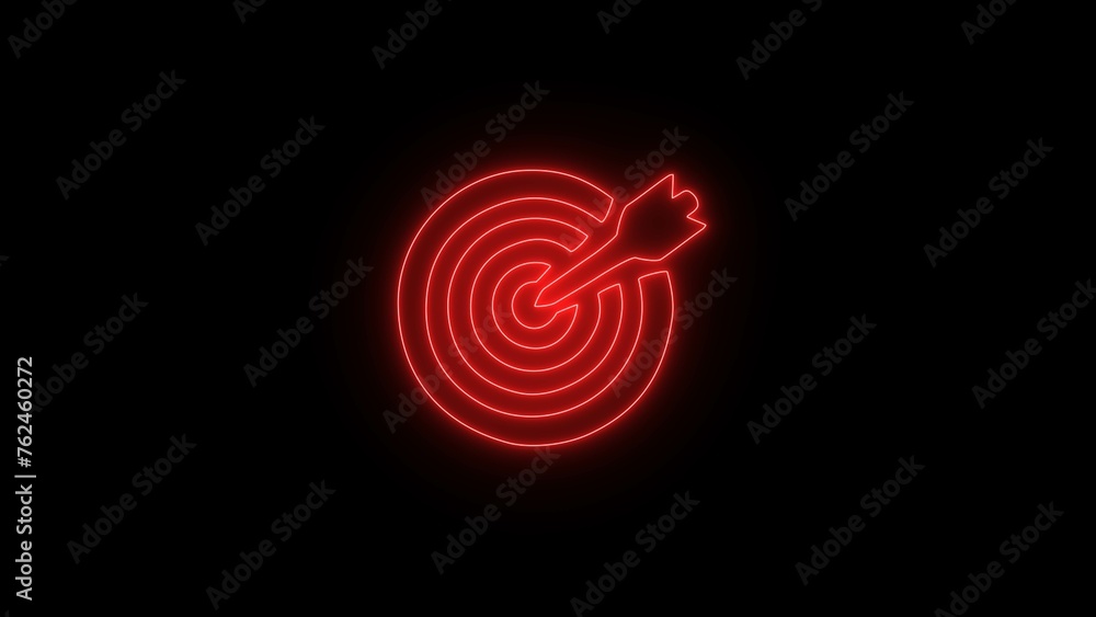 Target simple icon, flat design. Keyword targeting line icon. Neon target icon gun target neon light icon. Target Practice Editable Line Illustration. Bright neon red target sign on black background. Target simple icon, flat design. Keyword targeting line icon. Neon target icon gun target neon light icon. Target Practice Editable Line Illustration. Bright neon red target sign on black background.