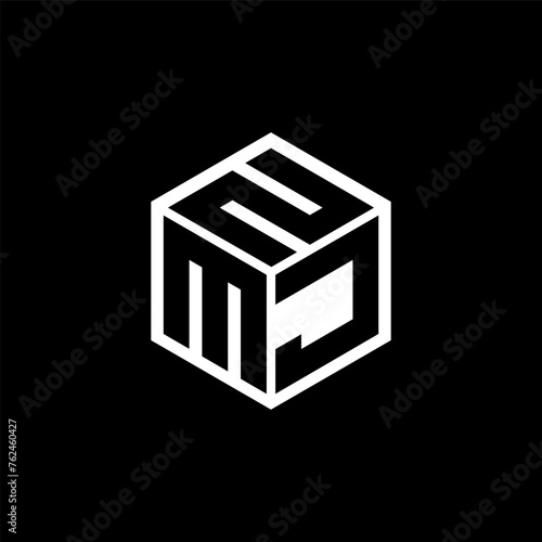 MJN letter logo design with black background in illustrator, cube logo, vector logo, modern alphabet font overlap style. calligraphy designs for logo, Poster, Invitation, etc.