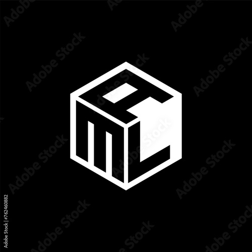 MLA letter logo design with black background in illustrator, cube logo, vector logo, modern alphabet font overlap style. calligraphy designs for logo, Poster, Invitation, etc. photo