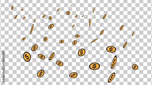 dollar coin drop isolated on transparent  background for wallpaper logo icon wrapping paper. vector illustration. 