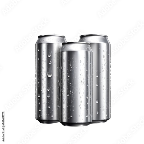 3d realistic aluminum can with water drops metallic on Isolated transparent background png. generated with AI