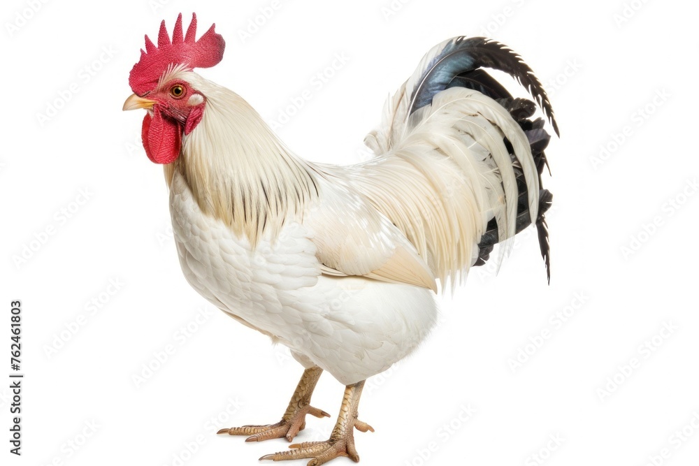 Fototapeta premium white rooster standing on a white background