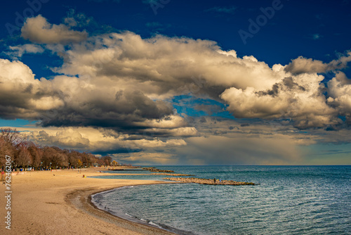 Photography dramatic clouds over  balmy  and kew beaches in toronto shot in march room for t