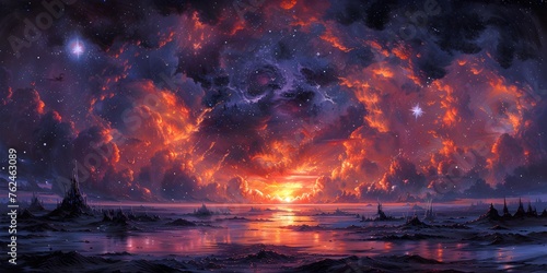 Captivating Celestial Landscape of Ethereal Chromatic Splendor Across the Cosmic Expanse